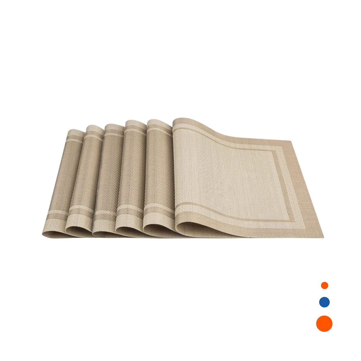 PACK6 CONJUNTO PARA MESA ELEGANTE 6 INDIVIDUAL RECTANGULAR CON BORDE RAYAS Y+REGALO STICKER - 2