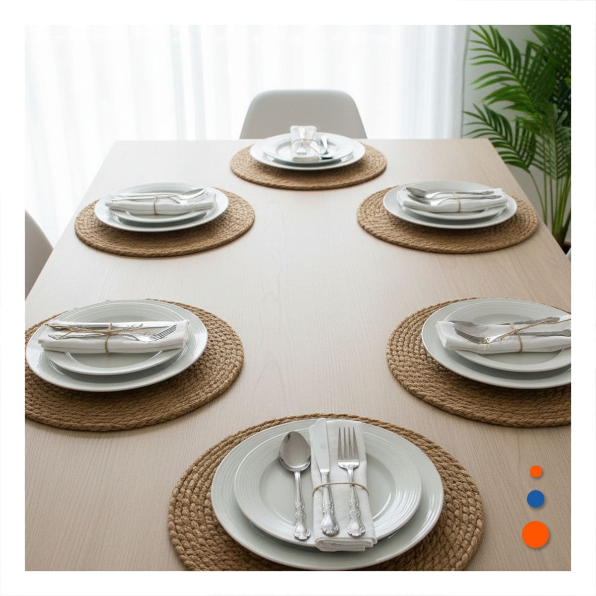 PACK2 LINEA 6 PLATOS REDONDOS TEJIDOS CAQUI 38CM ELEGANTES Y DURADEROS PARA MESA - 2