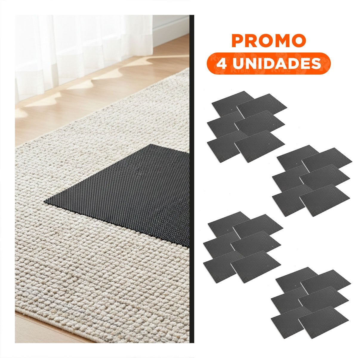 PACK4 PACK 6 INDIVIDUAL BLANCO Y NEGRO PATRON MALLA CHICA 30X45CM PARA MESA - 1