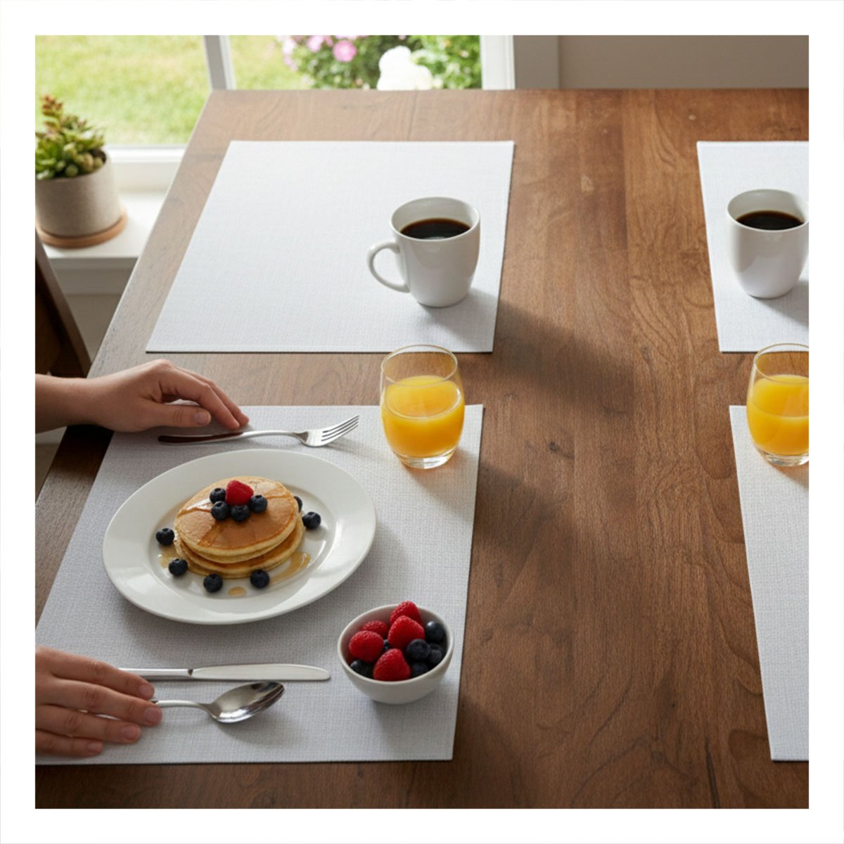 PACK12 COLECCION 6 INDIVIDUAL RECTANGULAR BLANCO LISO 30X45CM PARA COCINA - 5