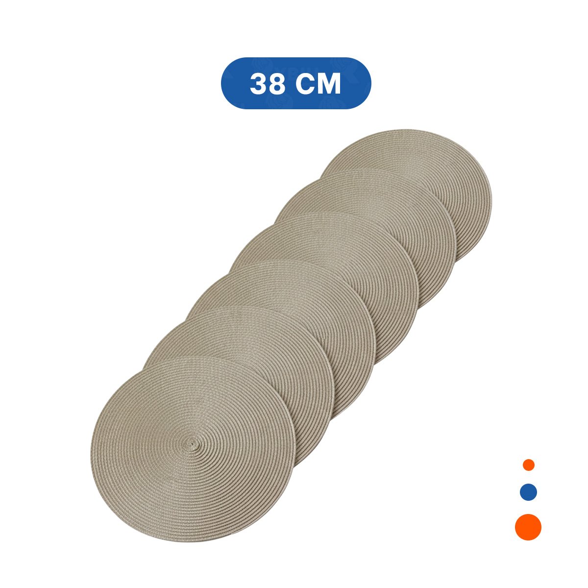 PACK6 TAPETE DE MESA CIRCULAR BOHO BEIGE OSCURO PARA COMEDOR Y+REGALO STICKER - 4