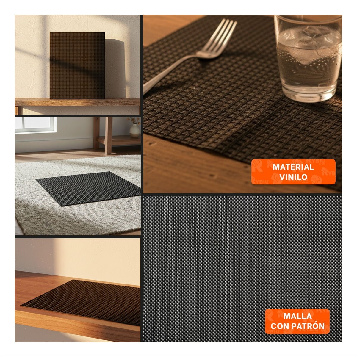 COLECCION 6 INDIVIDUALES PATRON MALLA CHICA NEGRO Y BLANCO 30X45CM PARA HOGAR Y+POST IT - 2