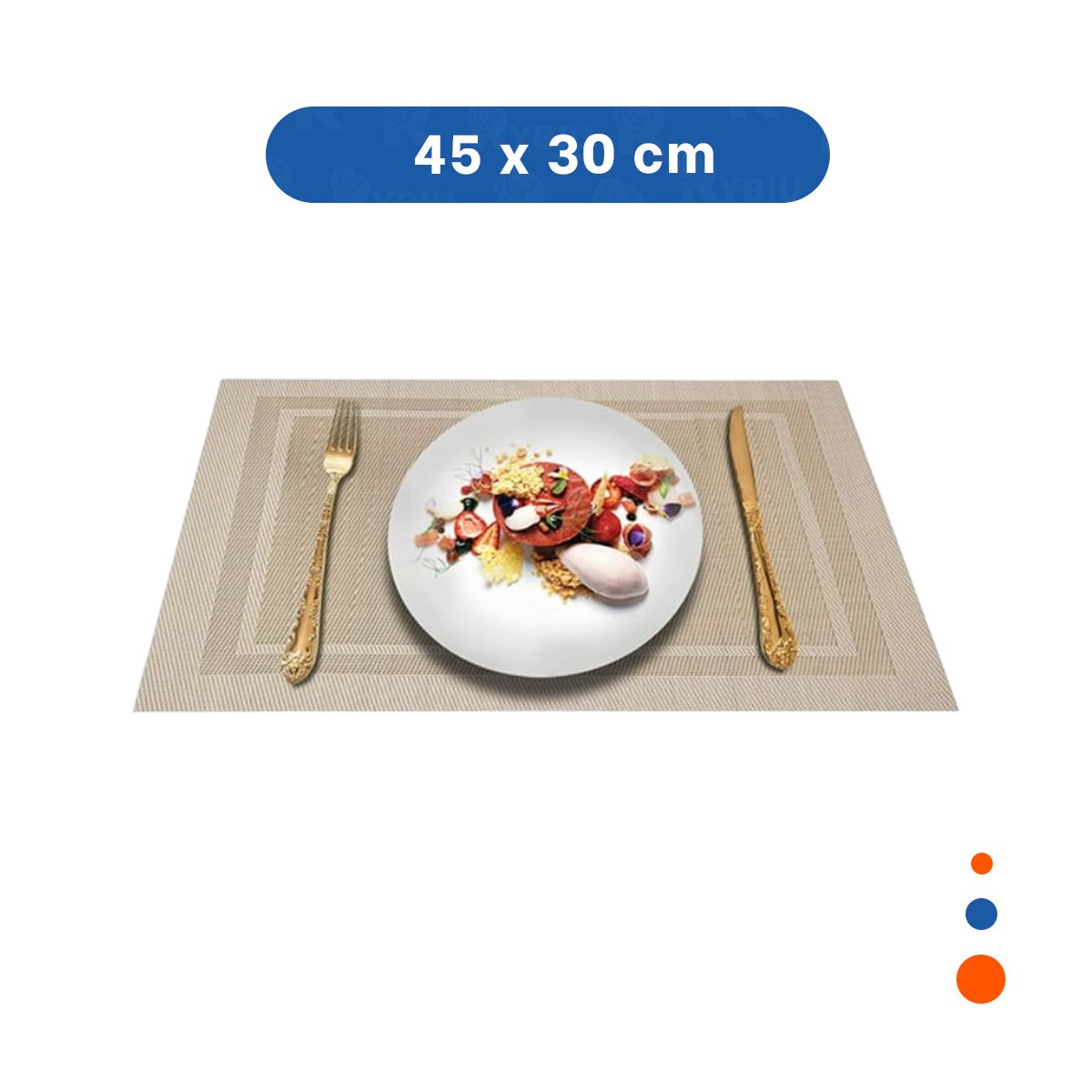PACK2 JUEGO DECORATIVO DE MESA 6 INDIVIDUAL RECTANGULAR CON BORDE RAYAS DORADO Y+REGALO STICKER - 4