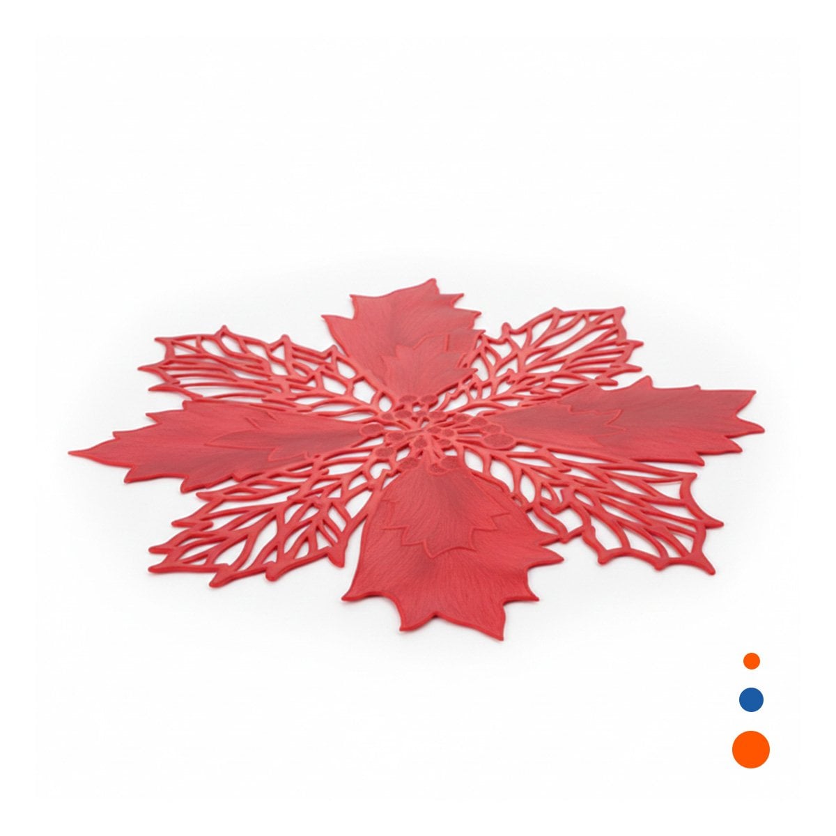 SET DECORATIVO 6 INDIVIDUALES FLOR DE PINA ROJO 42X42 CM ESTILO FESTIVO Y+REGALO STICKER - 1