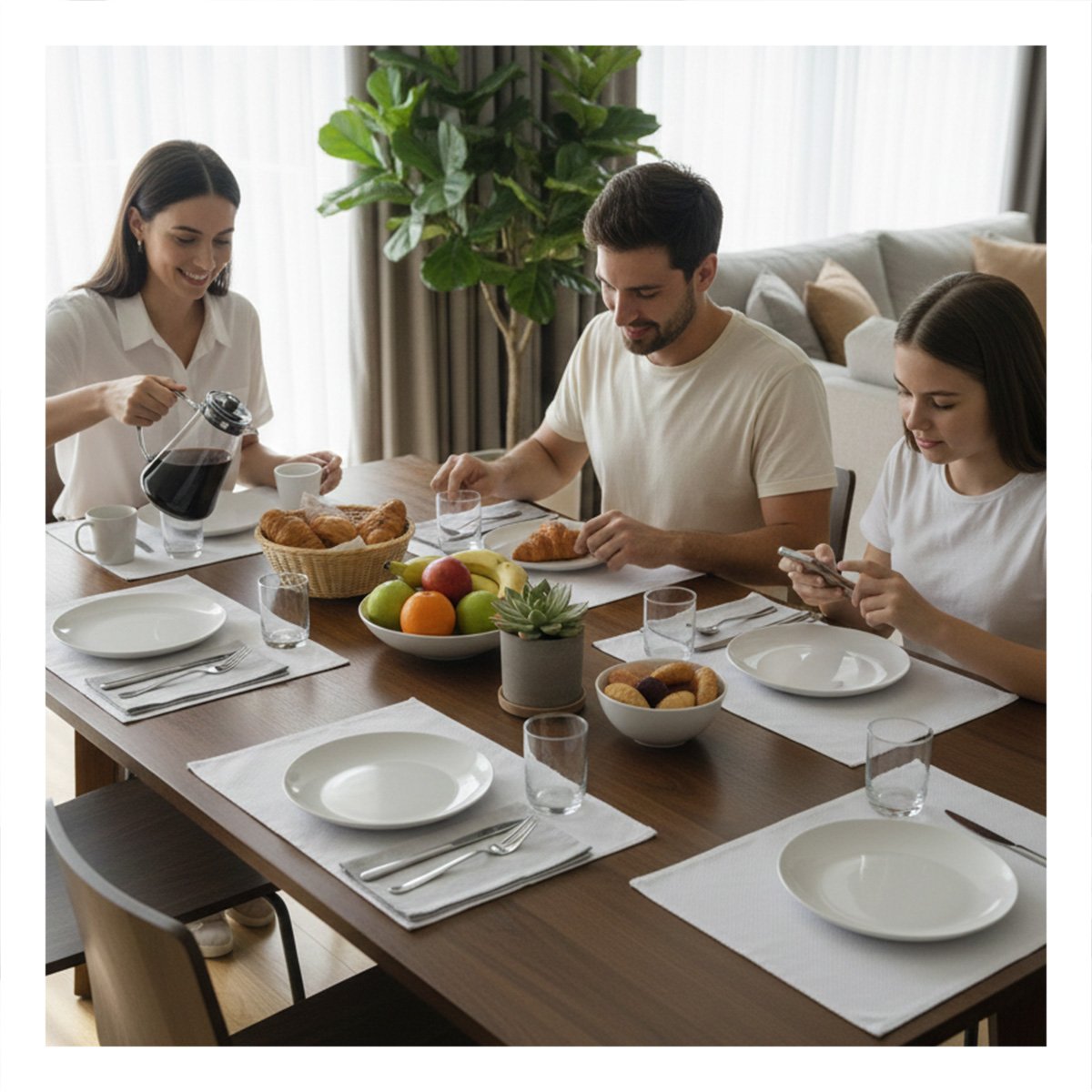PACK6 JUEGO 6 INDIVIDUAL RECTANGULAR BLANCO LISO 30X45CM PARA COCINA HOGAR - 3
