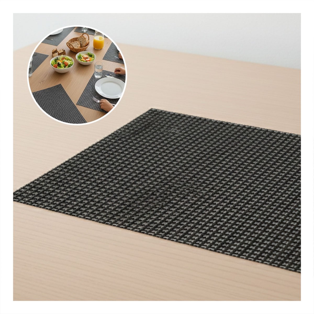 PACK4 COLECCION 6 INDIVIDUAL NEGRO Y BLANCO CON PATRON MALLA GRANDE 30X45CM Y+PAPEL REGALO - 2