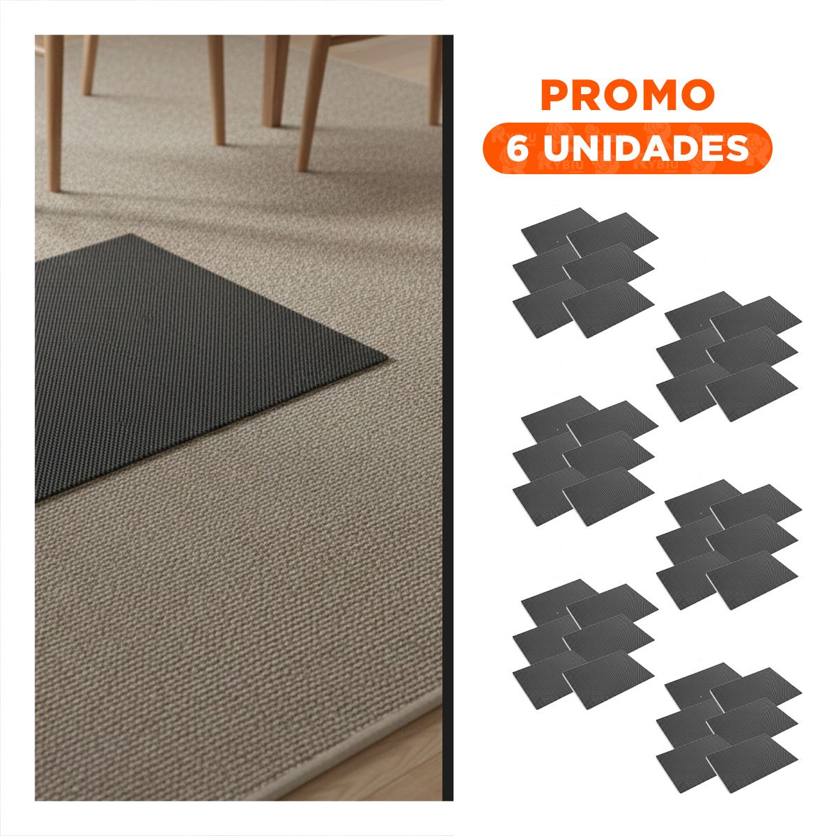 PACK6 PACK 6 INDIVIDUAL BLANCO Y NEGRO PATRON MALLA CHICA 30X45CM PARA COMEDOR Y+REGALO STICKER - 1