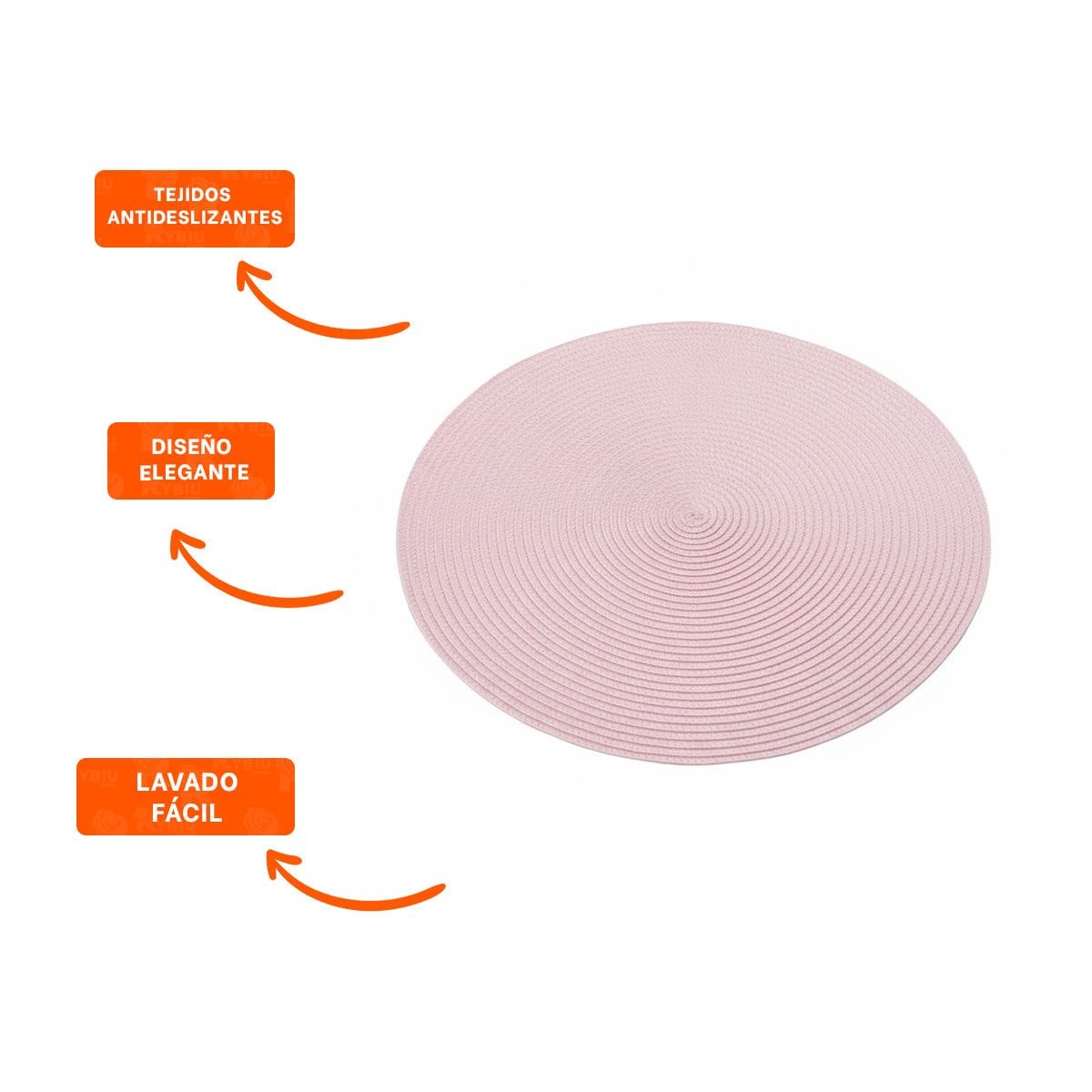 INDIVIDUAL TEXTIL CIRCULAR BOHO ROSADO PARA COMEDOR Y+LIGAS REGALO - 5