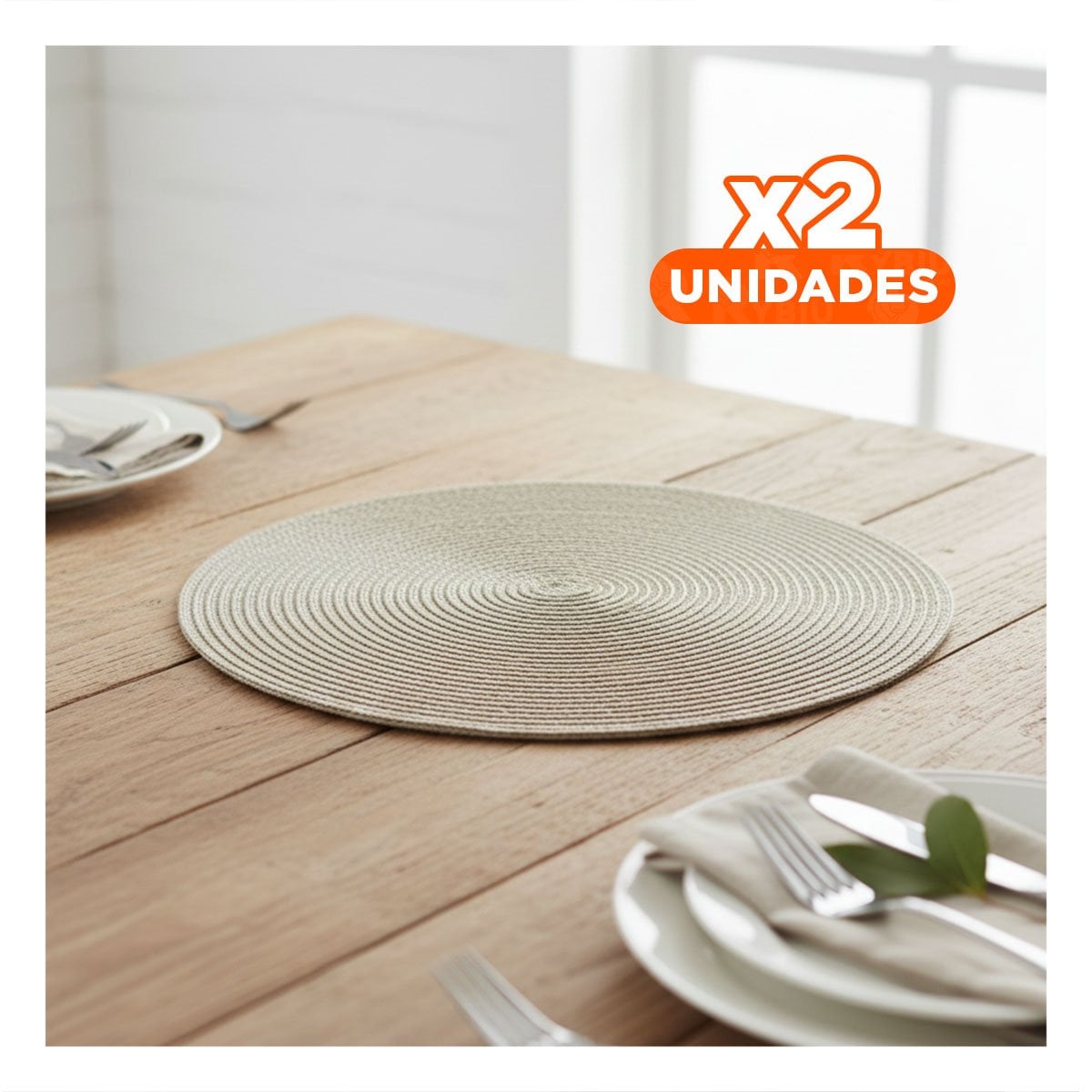 PACK2 MANTEL CIRCULAR ESTILO BOHO BEIGE OSCURO PARA MESA DE COMEDOR Y+PAPEL REGALO - 1
