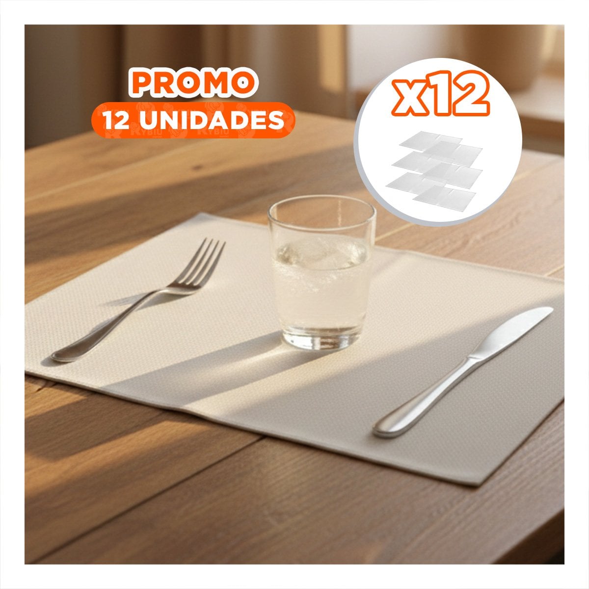PACK12 SET 6 INDIVIDUAL BLANCO RECTANGULAR LISO 30X45CM PARA MESA Y COMEDOR Y+PAPEL REGALO - 1