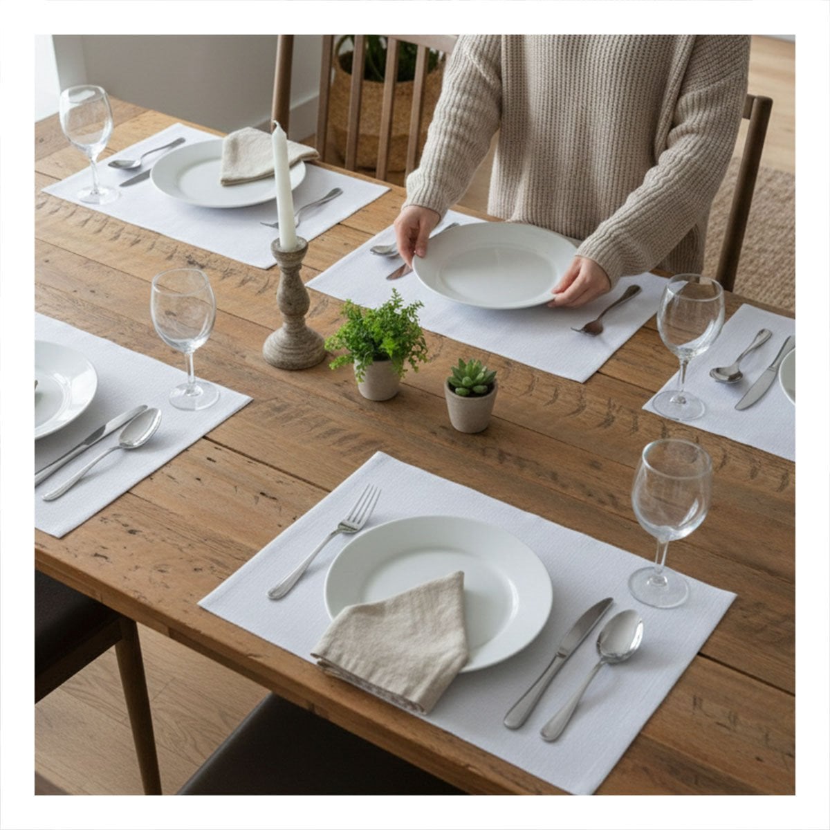 PACK12 SET 6 INDIVIDUAL BLANCO RECTANGULAR LISO 30X45CM PARA MESA Y COMEDOR Y+PAPEL REGALO - 3