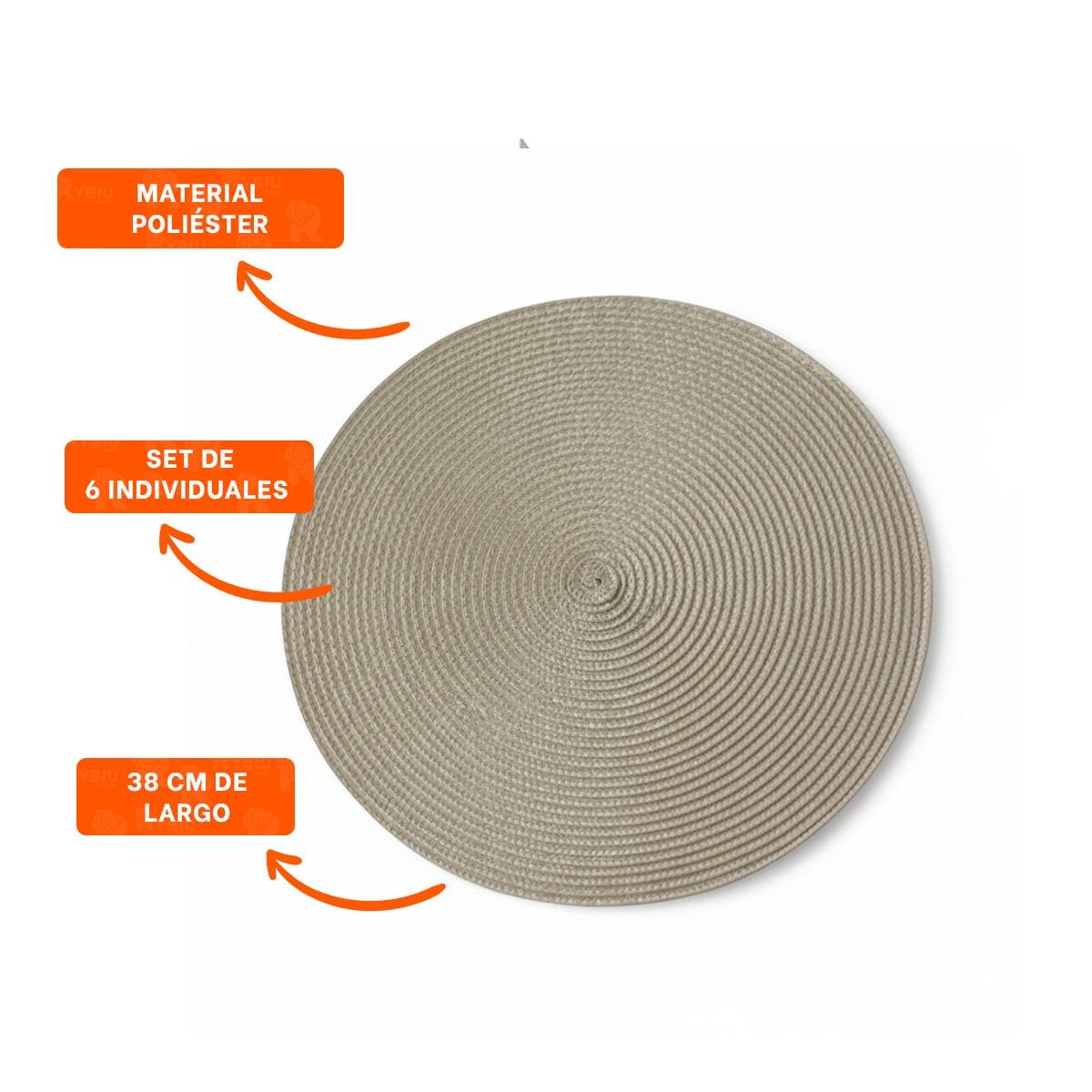INDIVIDUAL DE COMEDOR CIRCULAR BOHO BEIGE OSCURO ESTILO BOHO Y+POST IT - 5