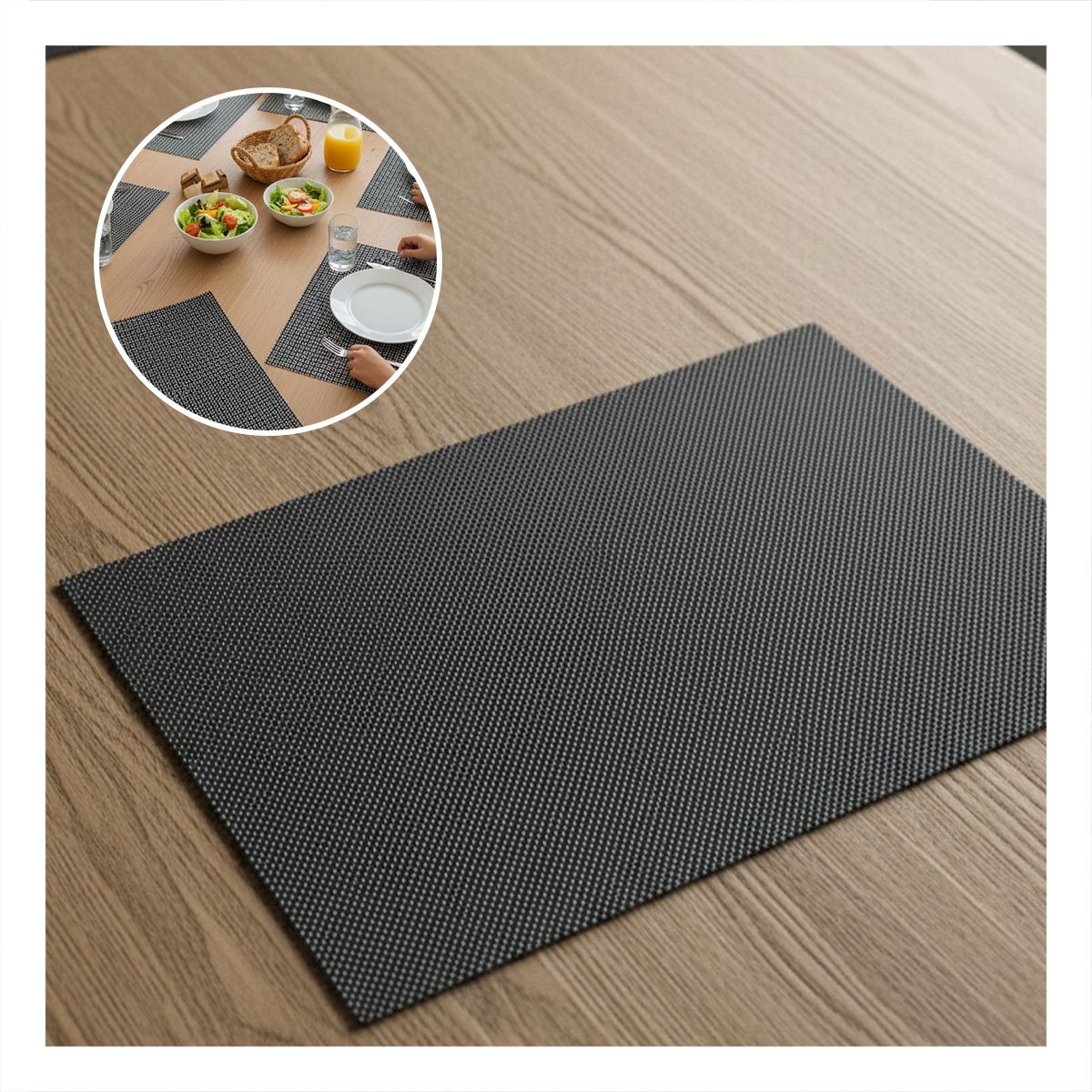 PACK4 COLECCION 6 INDIVIDUAL NEGRO Y BLANCO PATRON MALLA CHICA 30X45CM Y+PAPEL REGALO - 2