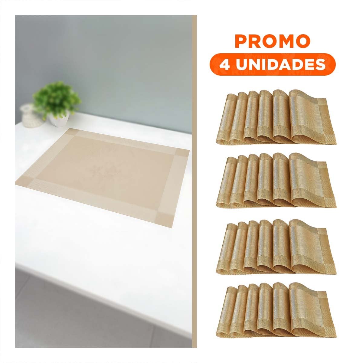 PACK4 SALVAMANTEL DORADO RECTANGULAR 30X45 CM PARA MESA QUE CUIDA Y DECORA - 1