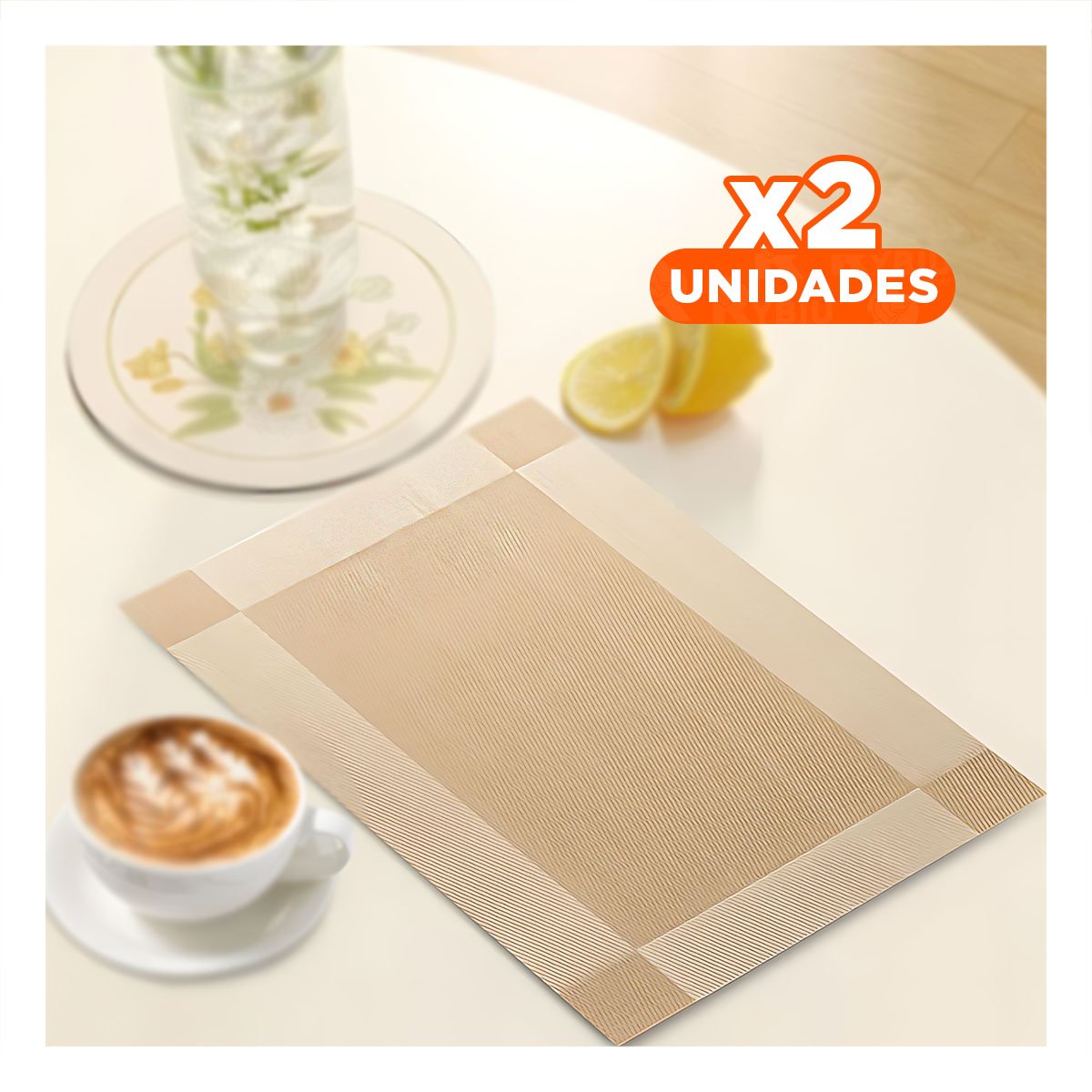 PACK2 PROTECTOR INDIVIDUAL DORADO RECTANGULAR 30X45 CM PARA MESA DE USO DIARIO Y+PAPEL REGALO - 1