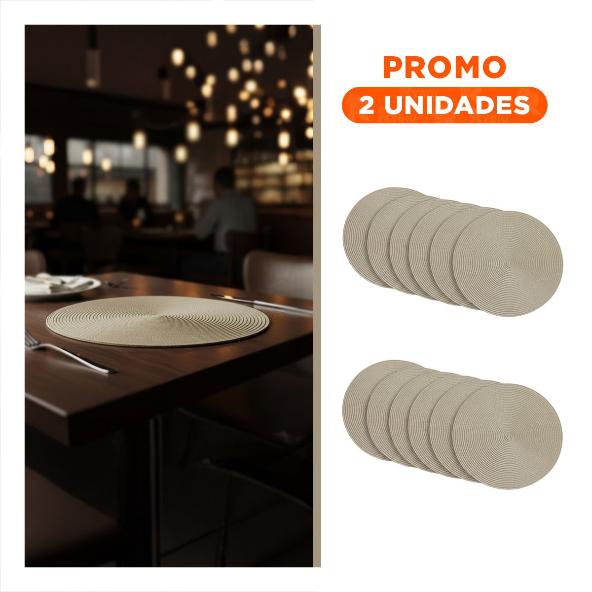 PACK2 MANTEL DECORATIVO CIRCULAR BOHO BEIGE OSCURO PARA HOGAR Y CASA Y+REGALO STICKER - 1