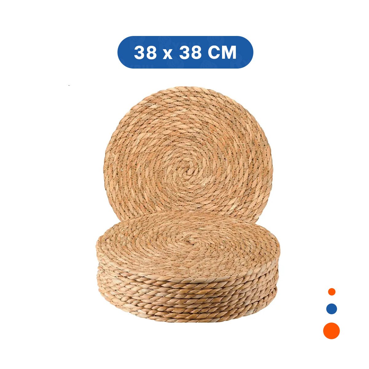 CONJUNTO 6 PLATOS CIRCULARES TEJIDOS CAQUI 38CM DECORACION ELEGANTE EN CASA Y+PAPEL REGALO - 4