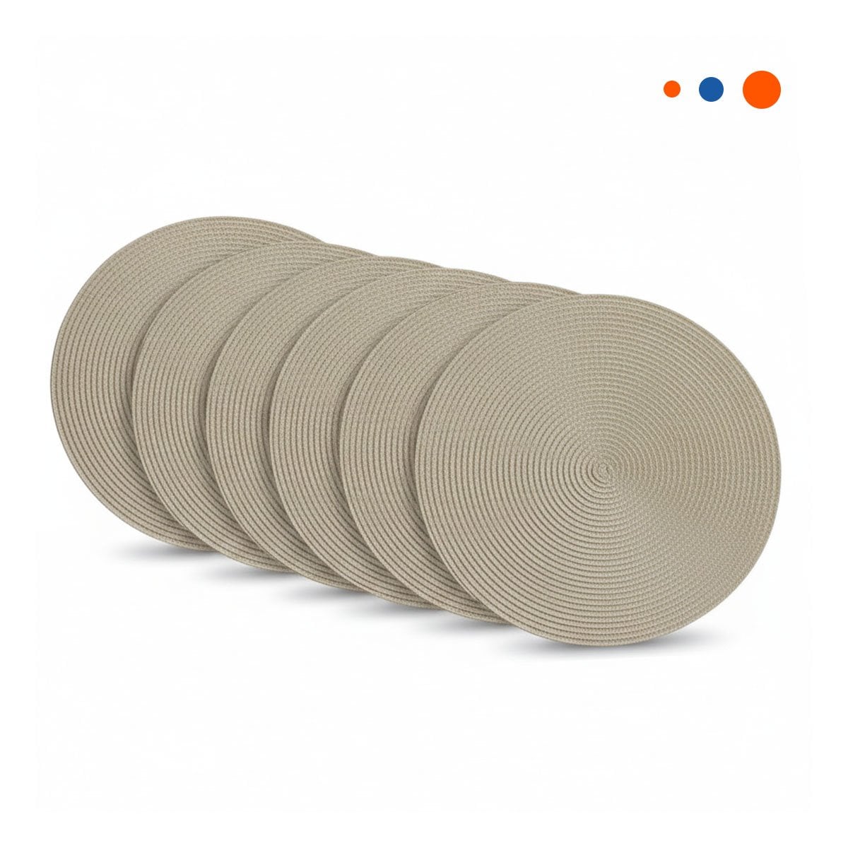 PACK12 BASE INDIVIDUAL CIRCULAR BOHO BEIGE OSCURO PARA DECORACION Y+REGALO STICKER - 2