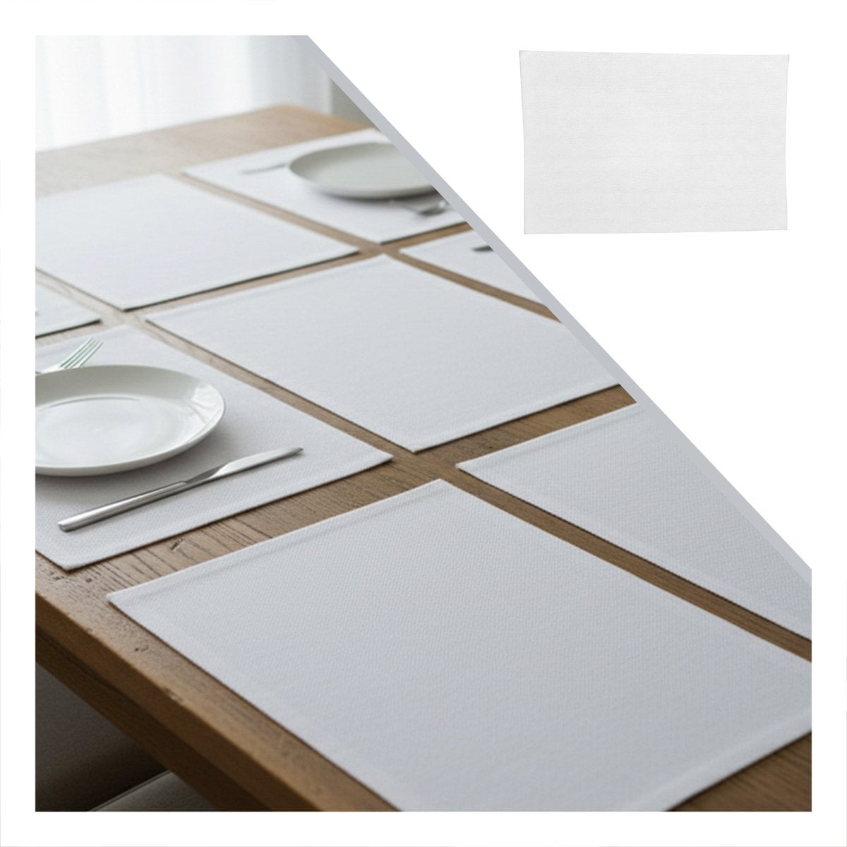 COLECCION 6 INDIVIDUALES RECTANGULARES LISO BLANCO 30X45CM PARA COCINA Y+POST IT - 5
