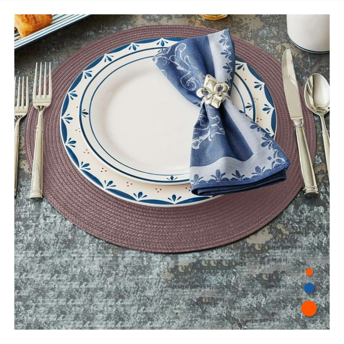 PACK12 BASE INDIVIDUAL CIRCULAR BOHO MORADO PARA DECORACION Y+REGALO STICKER - 5