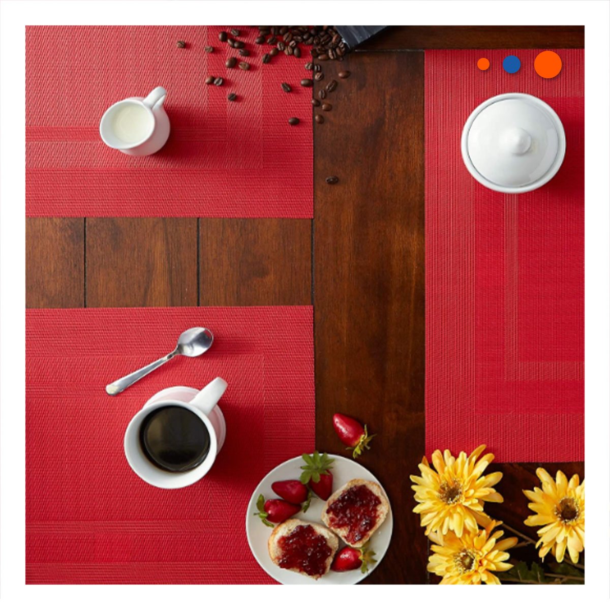 SET DE 6 INDIVIDUALES RECTANGULARES CON BORDE RAYAS GUINDA PARA MESA ELEGANTE Y+PAPEL REGALO - 1