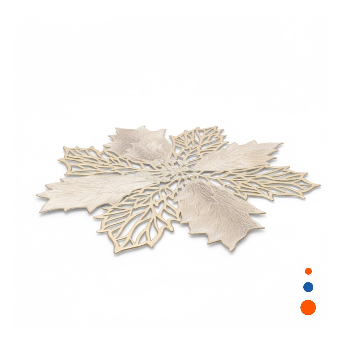 SET DECORATIVO 6 INDIVIDUALES FLOR DE PINA DORADO 42X42 CM ESTILO FESTIVO Y+REGALO STICKER - 1