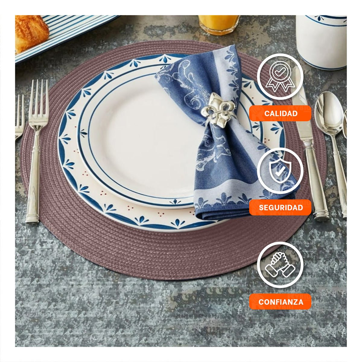 MANTEL TEXTIL CIRCULAR BOHO MORADO PARA DECORACION HOGAR Y+POST IT - 3