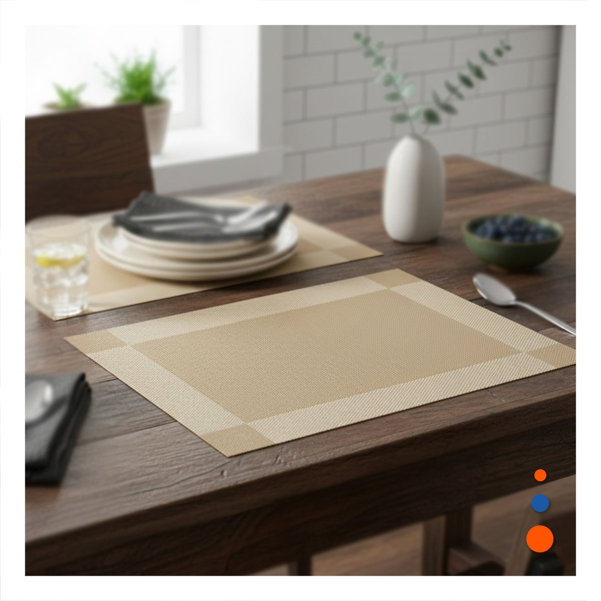 PACK6 COMPLEMENTO DORADO RECTANGULAR 30X45 CM PARA MESA CON DISENO ACTUAL - 3