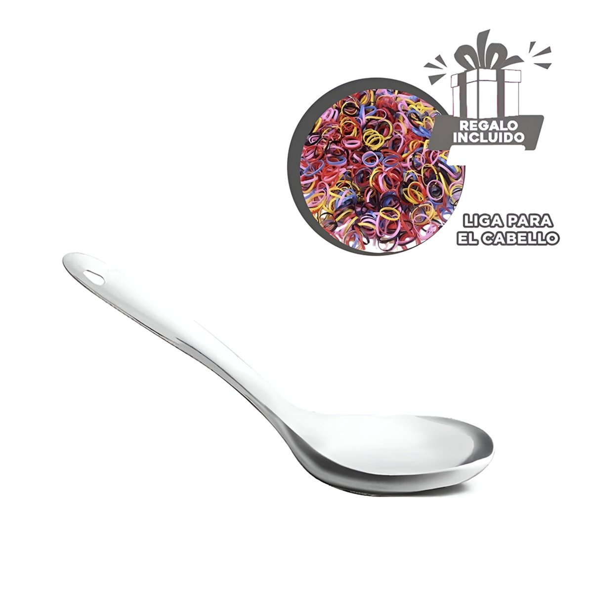 CUCHARON SEMI ONDO PLATEADO PARA LA UTILIDAD DE HIJOS SANOS LINDOS Y+LIGAS REGALO - 2