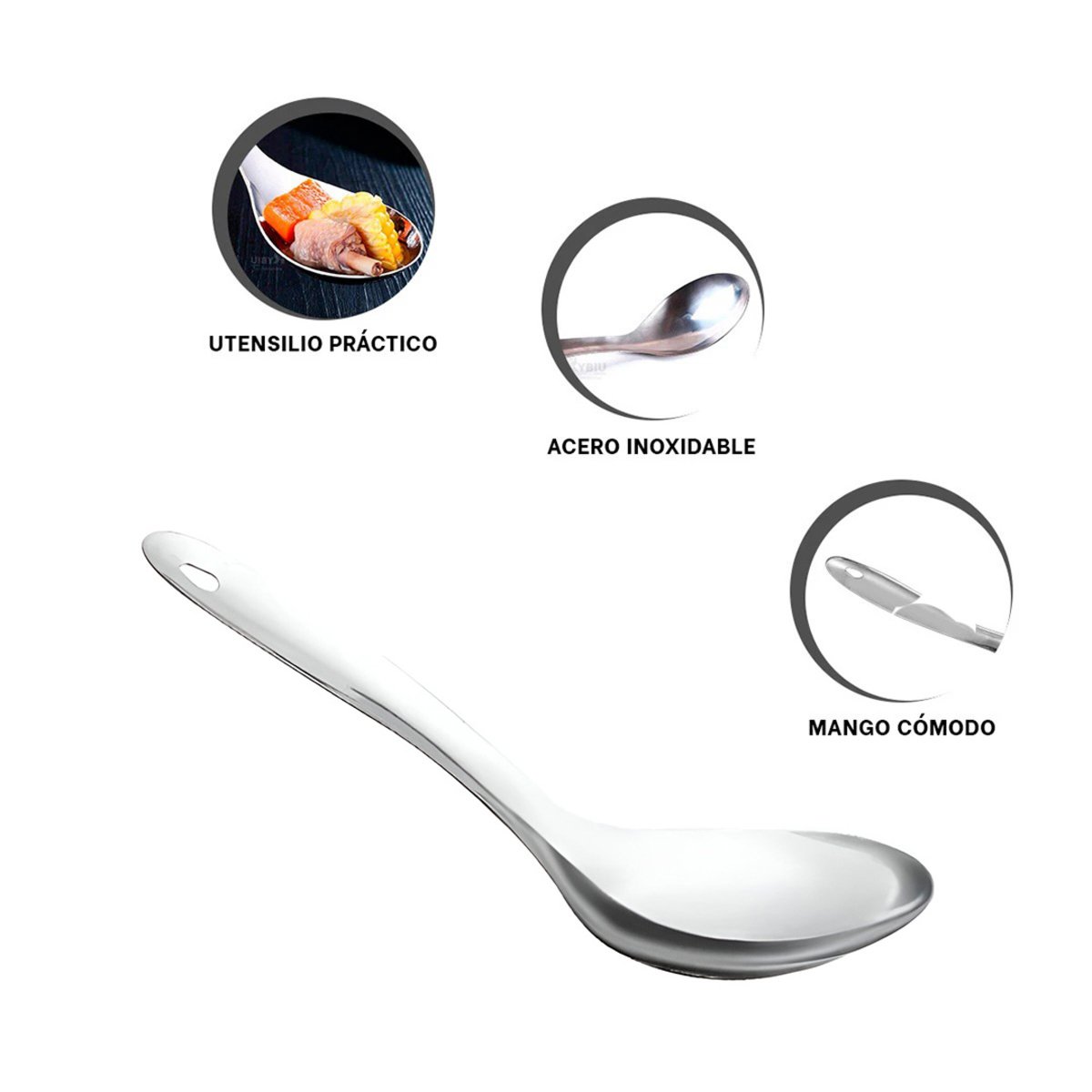 CUCHARON SEMI ONDO PLATEADO PARA LA UTILIDAD DE HIJOS SANOS LINDOS Y+LIGAS REGALO - 5