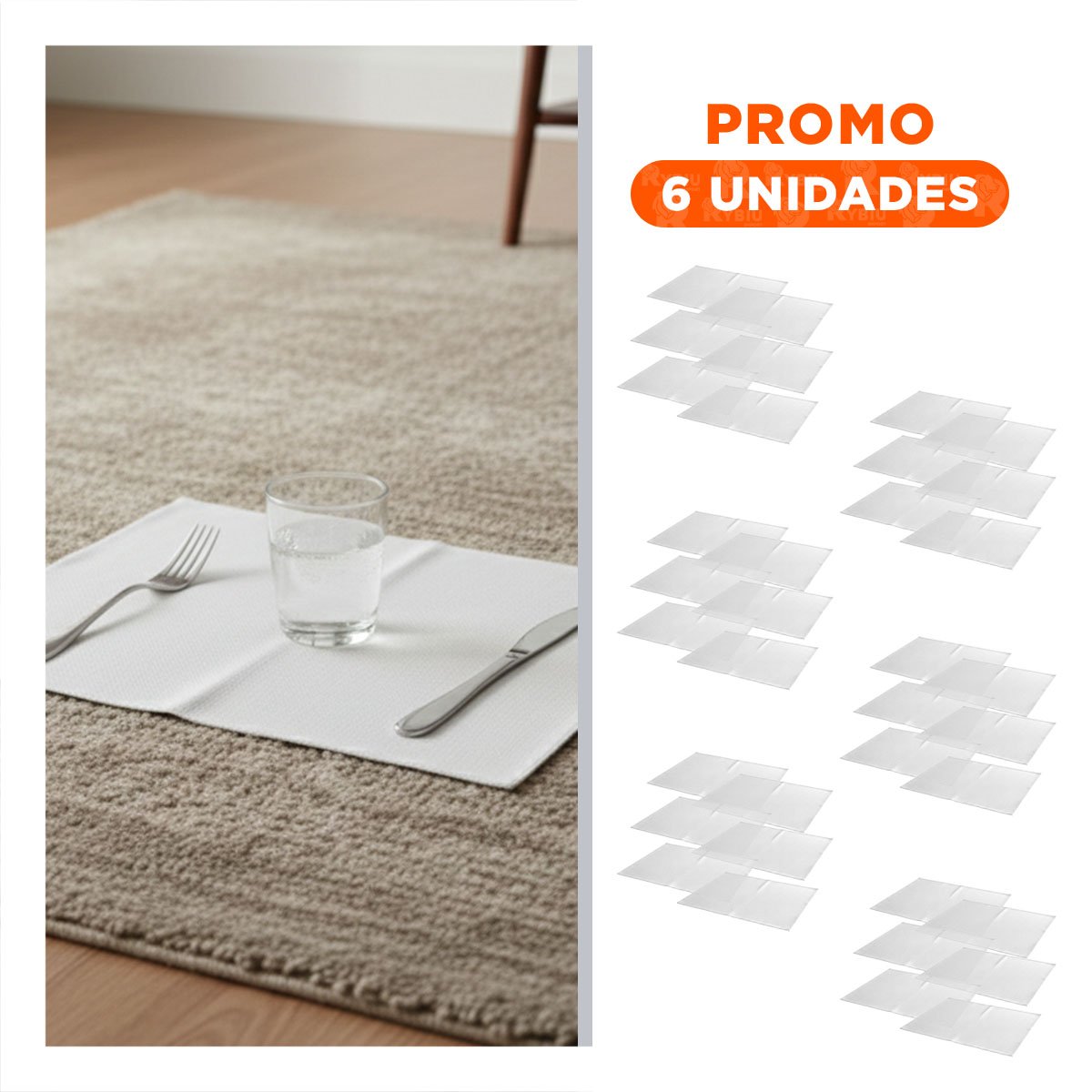 PACK6 PACK 6 INDIVIDUAL RECTANGULAR BLANCO LISO 30X45CM PARA COMEDOR HOGAR Y+REGALO STICKER - 1