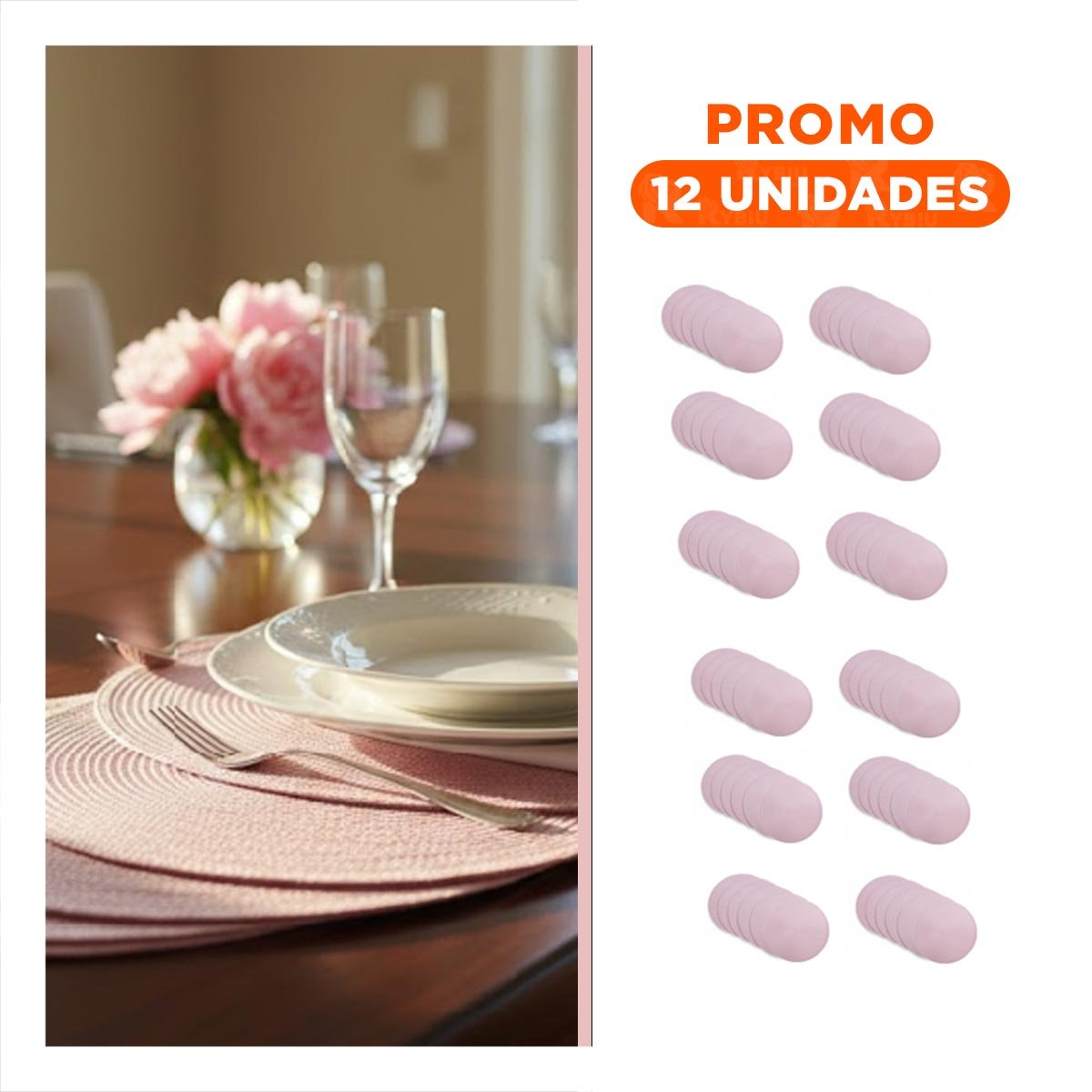 PACK12 MANTEL TEXTIL CIRCULAR BOHO ROSADO PARA DECORACION HOGAR - 1