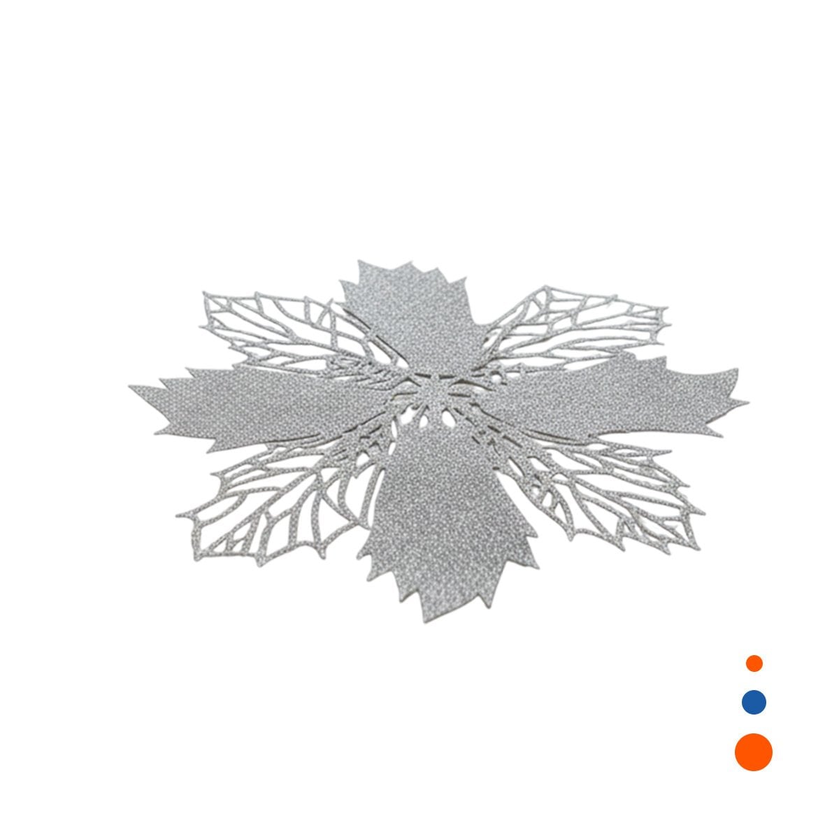 SET DECORATIVO 6 INDIVIDUALES FLOR DE PINA PLATEADO 42X42 CM ESTILO FESTIVO Y+REGALO STICKER - 1