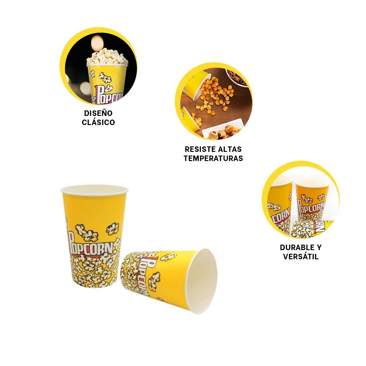 CUBETA VASO POPCORN AMARILLO 7CMX17CM PARA BRINDAR COMODIDAD EN CASA Y+POST IT - 5