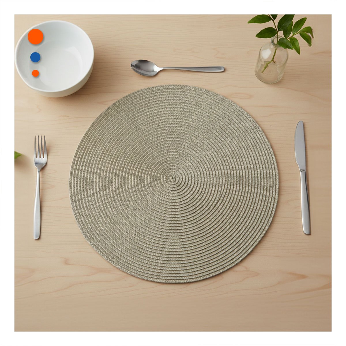 INDIVIDUAL DECORATIVO CIRCULAR BOHO BEIGE OSCURO PARA HOGAR Y+REGALO STICKER - 3