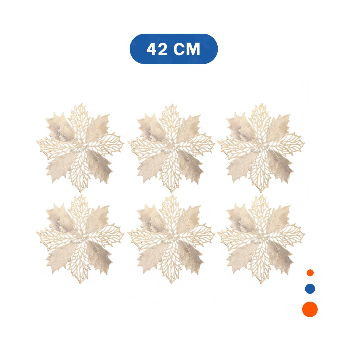PACK4 JUEGO DE MESA 6 INDIVIDUALES FLOR DE PINA DORADO 42X42 CM NAVIDAD Y+PAPEL REGALO - 4