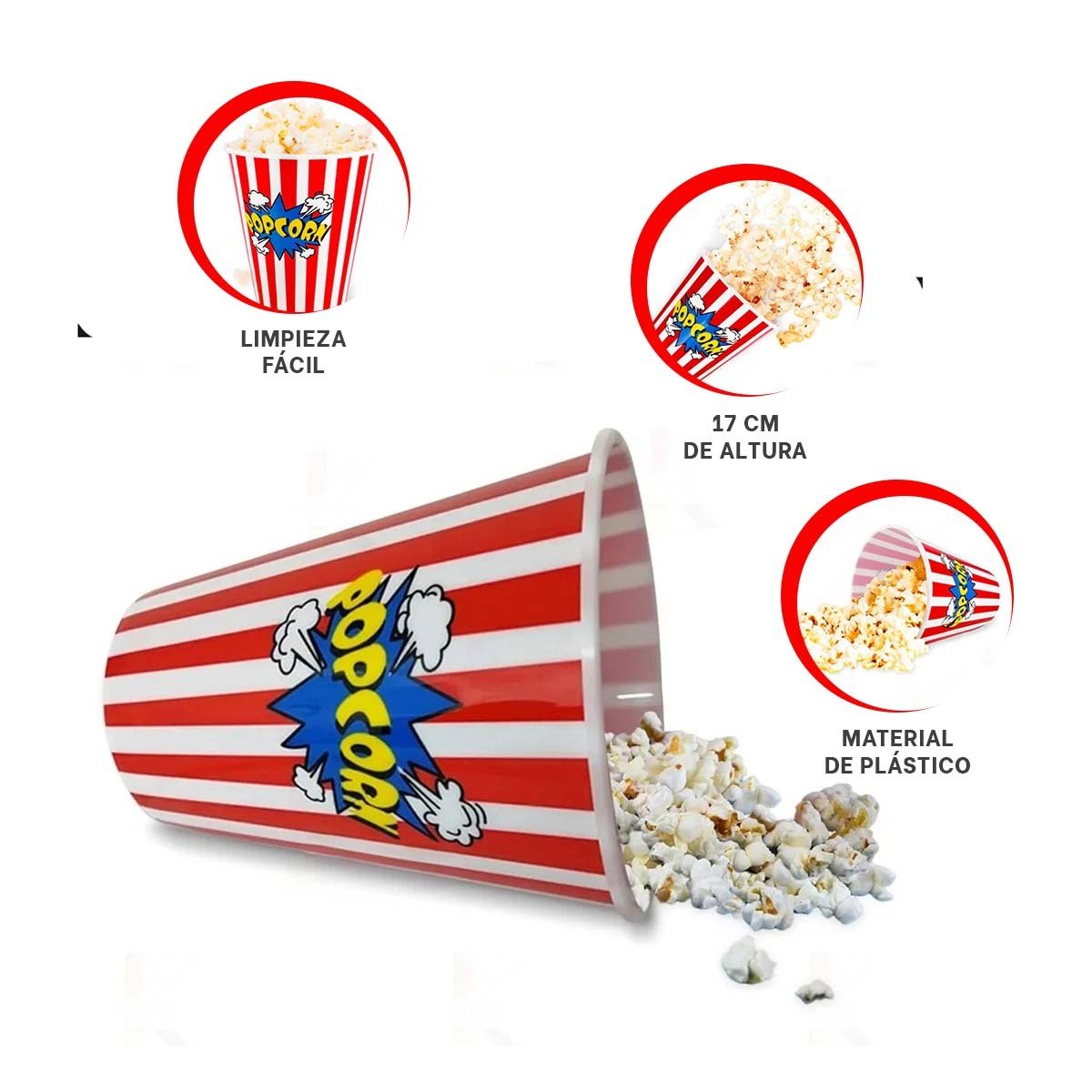 CUBETA VASO POPCORN COLOR ROJO PARA BRINDAR COMODIDAD EN SU CASA REAL Y+POST IT - 5