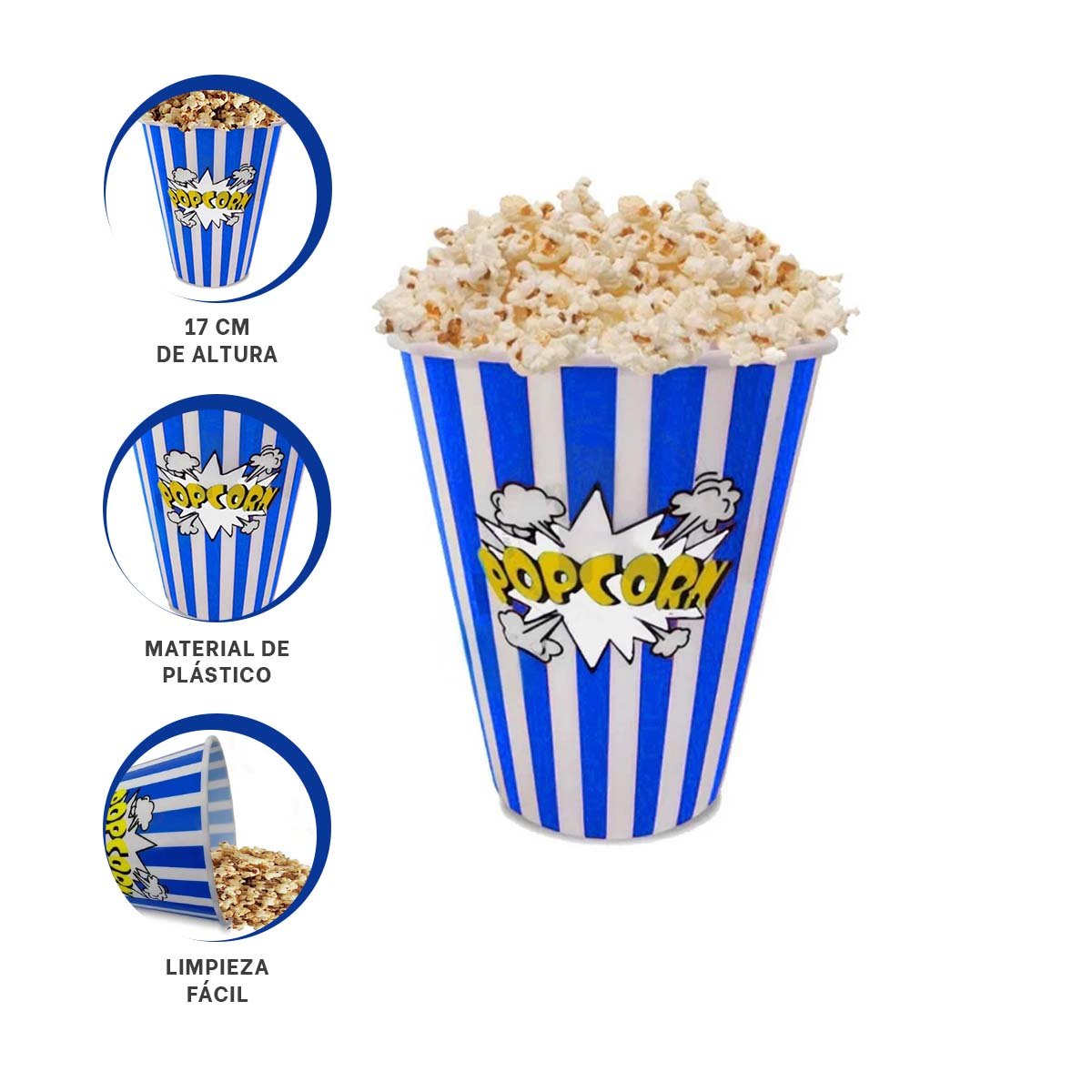 CUBETA VASO POPCORN COLOR AZUL PARA BRINDAR COMODIDAD EN SU CASA REAL Y+POST IT - 5