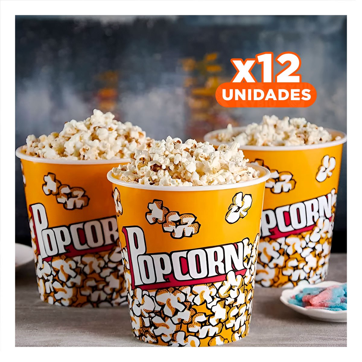 PACK2 RECIPIENTE DE CINE AMARILLO 21X20CM CON MUCHA CAPACIDAD EN SU SALA REAL LINDA - 1