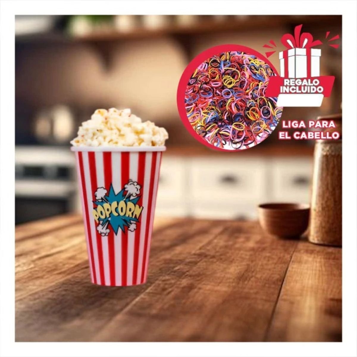 CUBETA VASO POPCORN COLOR ROJO PARA LA UTILIDAD DE HIJOS SANOS LINDOS Y+LIGAS REGALO - 2