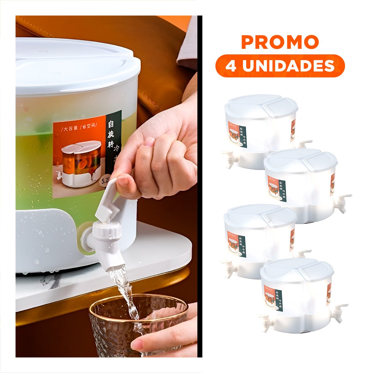 PACK4 SERVIDOR DE BEBIDAS BLANCO 3 TANQUES CON DISEÑO ELEGANTE EN CASA - 1