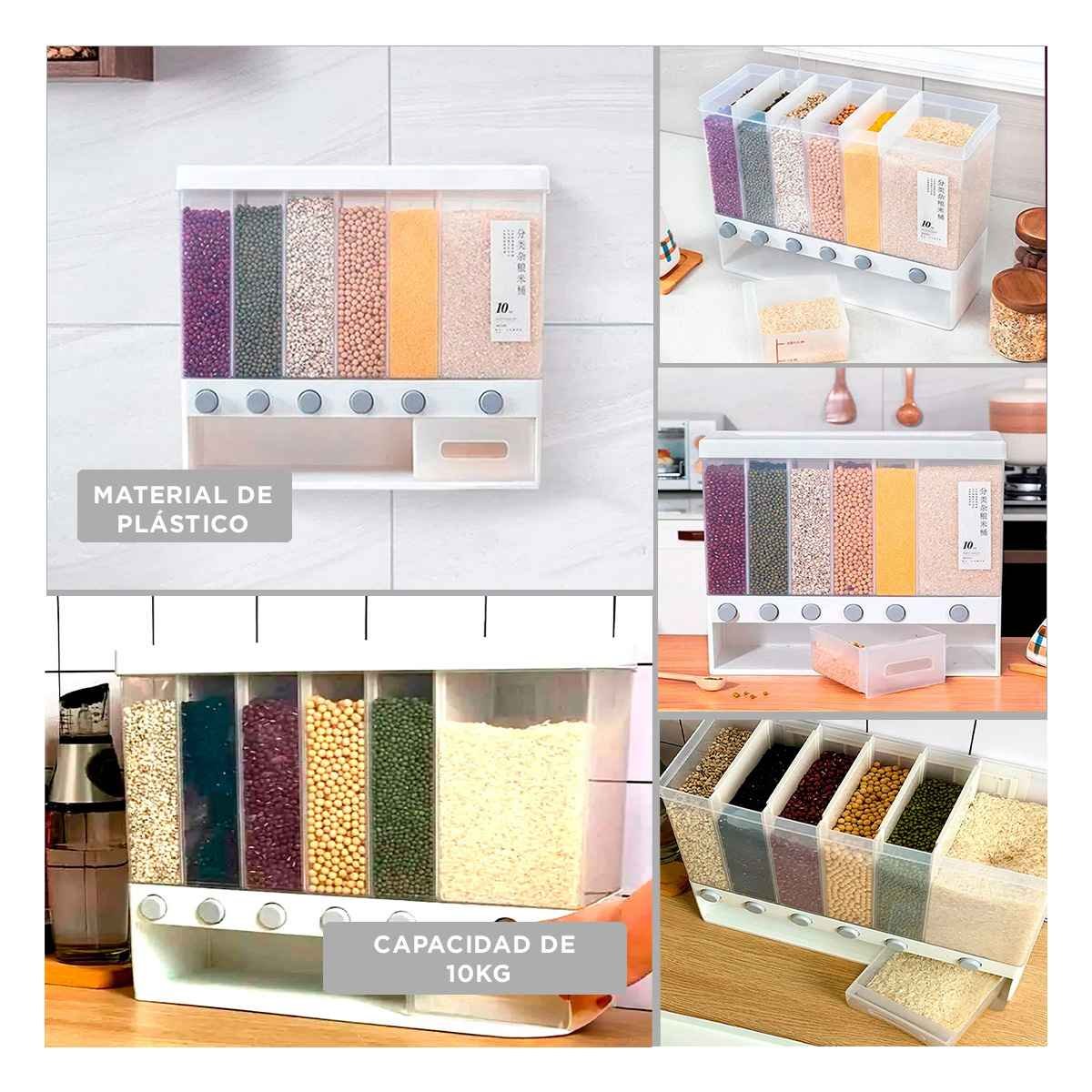 PACK2 ORGANIZADOR DE GRANOS BLANCO 10KG DE ESTILO MODERNO EN SU VIVIENDA Y+PAPEL REGALO - 3