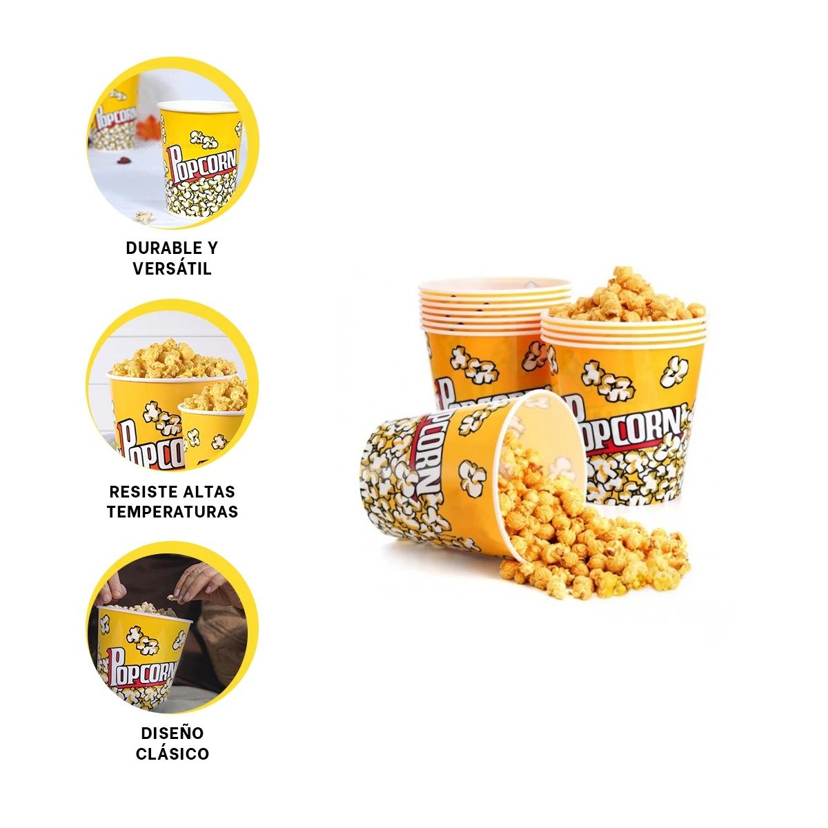 CUBETA VASO POPCORN AMARILLO 12X12CM PARA BRINDAR COMODIDAD EN CASA Y+POST IT - 5