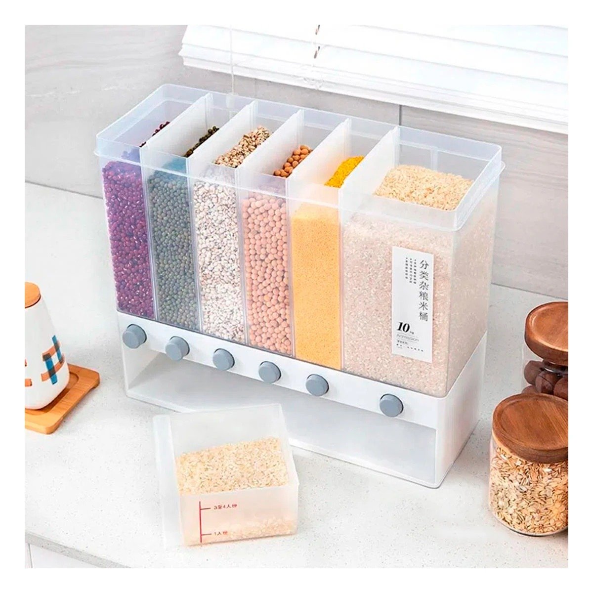 PACK4 ORGANIZADOR DE GRANOS BLANCO 10KG DE GRAN CALIDAD PARA MUCHA CARGA Y+PAPEL REGALO - 5