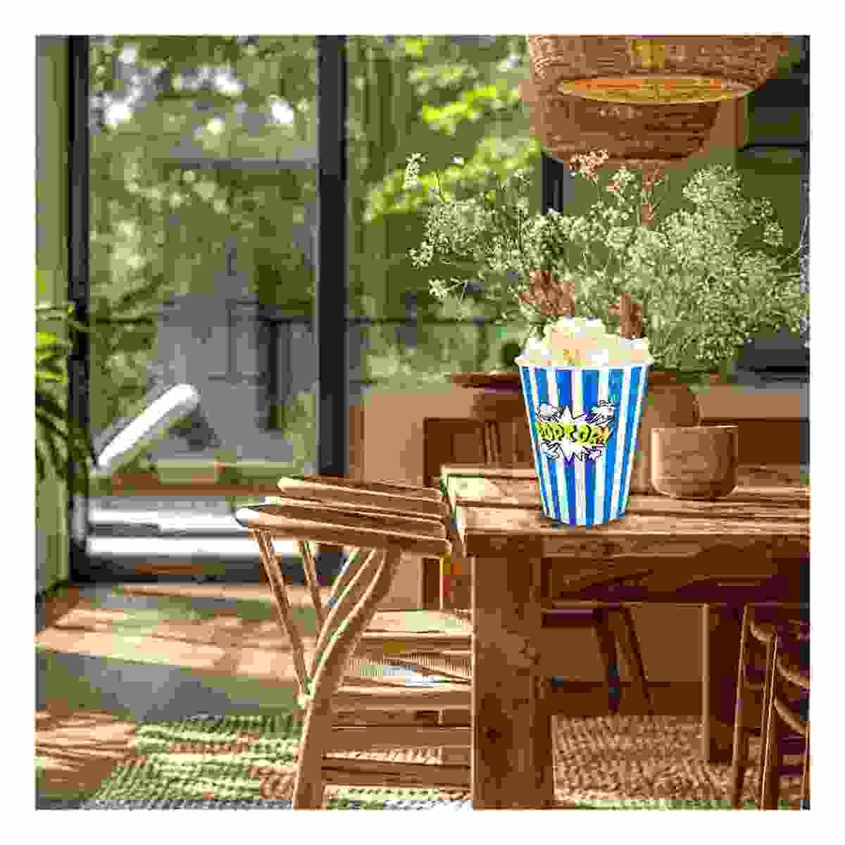 PACK4 RECIPIENTE DE CINE COLOR AZUL DE GRAN CALIDAD PARA MUCHA CARGA REAL Y+PAPEL REGALO - 2