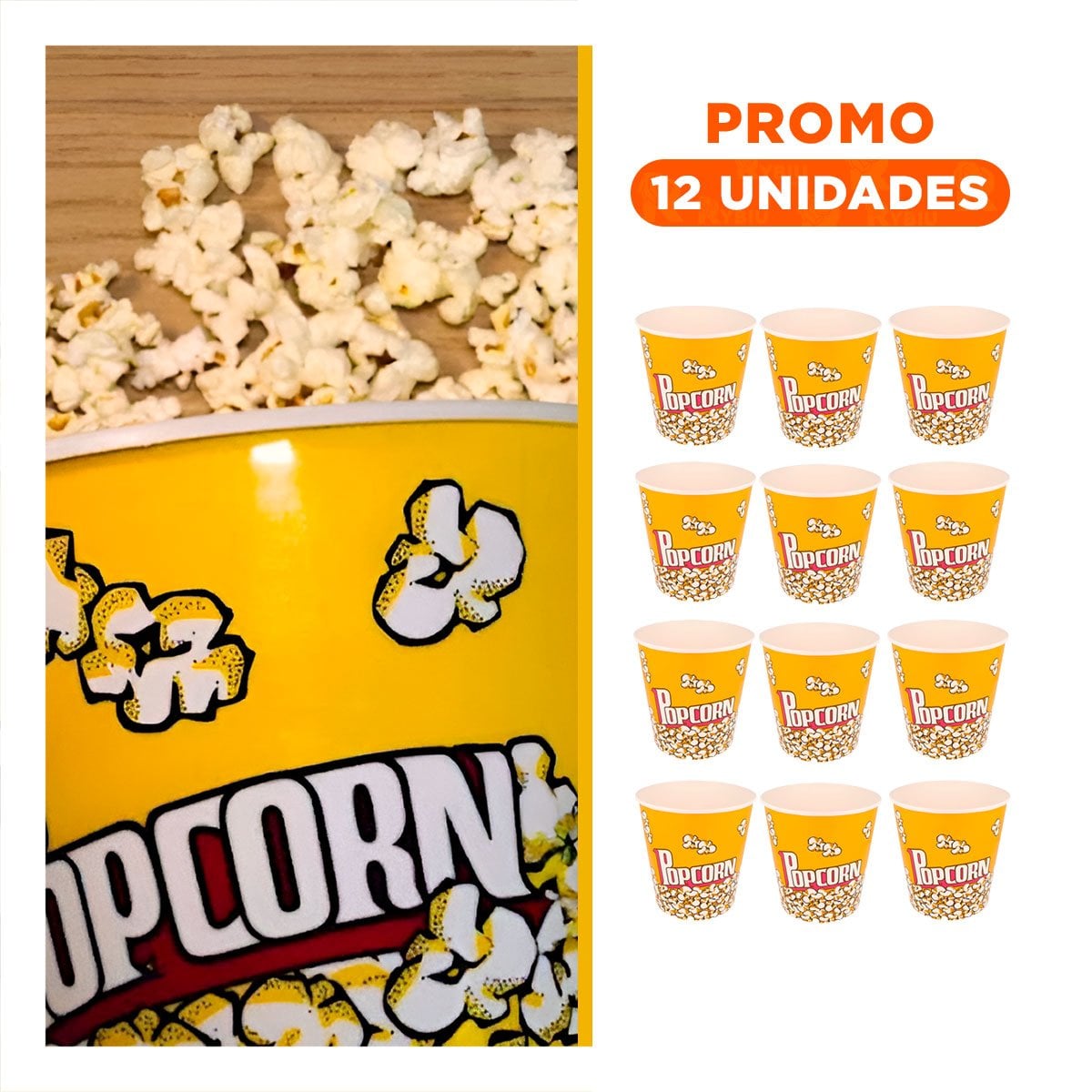 PACK2 RECIPIENTE DE CINE AMARILLO 21X20CM PARA FOMENTAR ESPACIO CON ORDEN Y+REGALO STICKER - 1