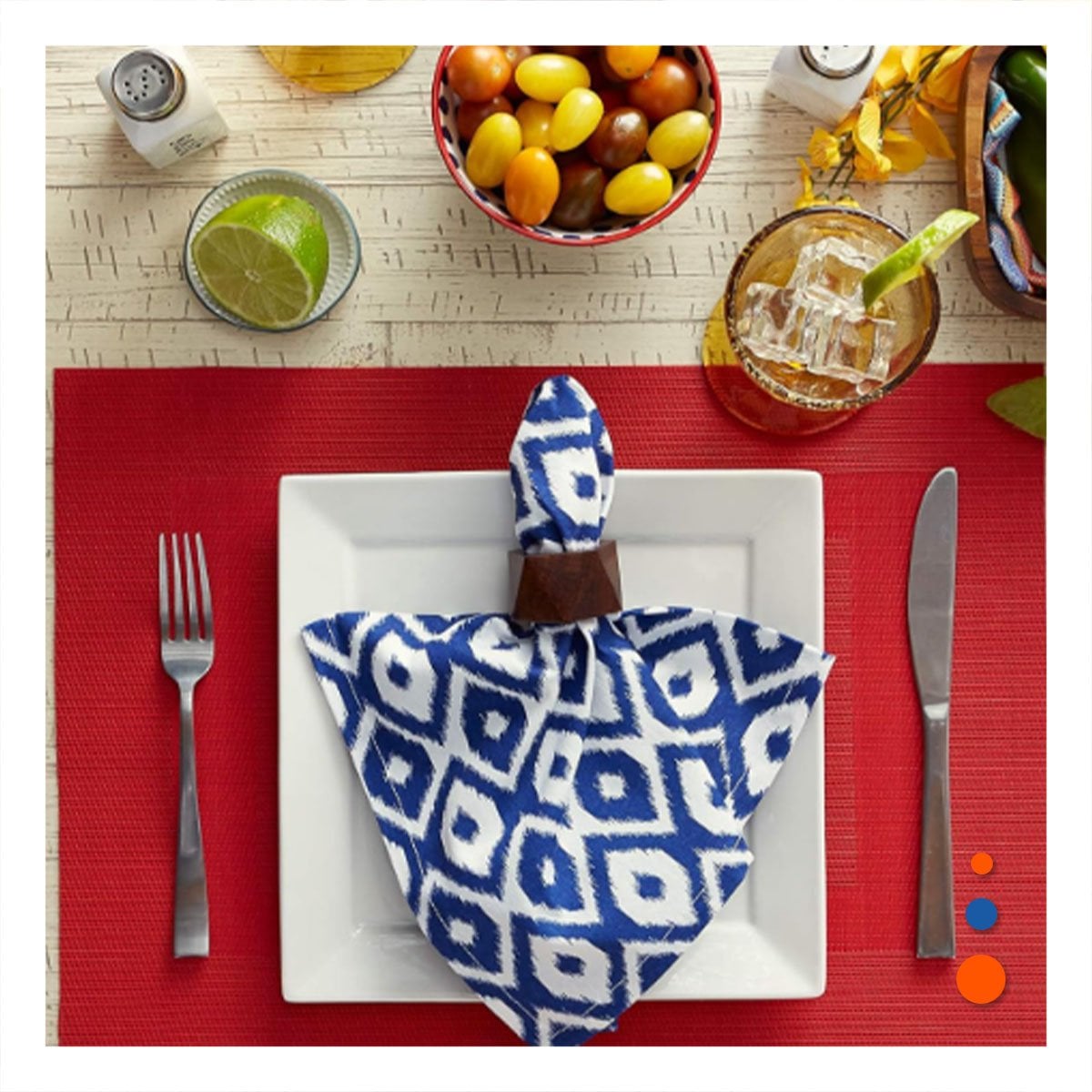 SET 6 INDIVIDUAL RECTANGULAR CON BORDE RAYAS GUINDA PARA MESA DE COMEDOR HOGAR - 5
