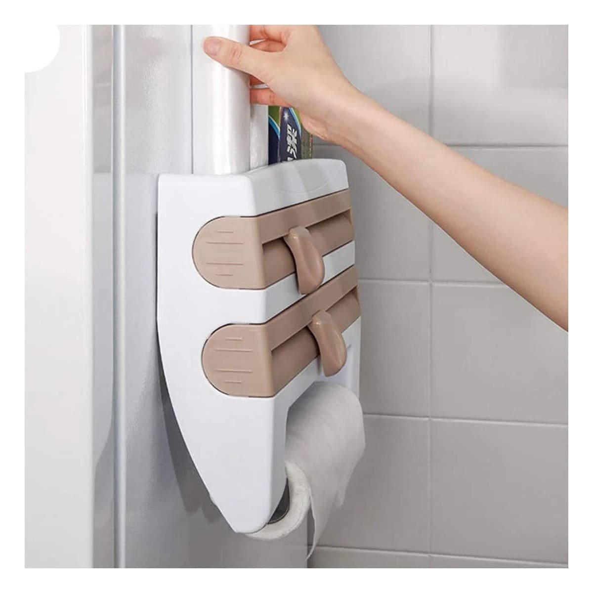 PACK2 ORGANIZADOR DE ALUMINIO Y TOALLA BEIGE CON MUCHA CAPACIDAD EN PARED - 3