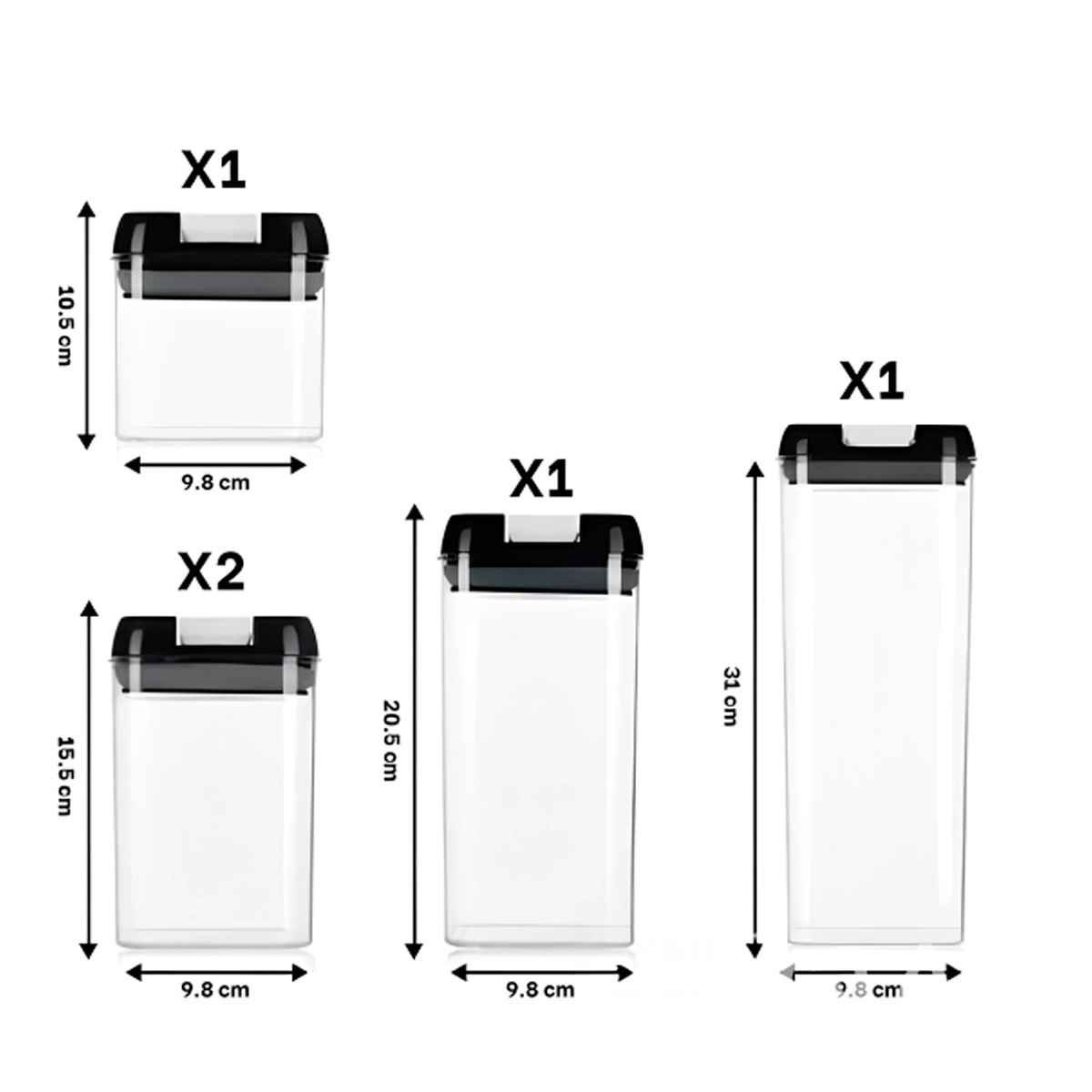 PACK2 ALMACENADORES ACRILICOS CON TAPA PALANCA NEGRA TRANSPARENTE SET 5 Y+PAPEL REGALO - 4