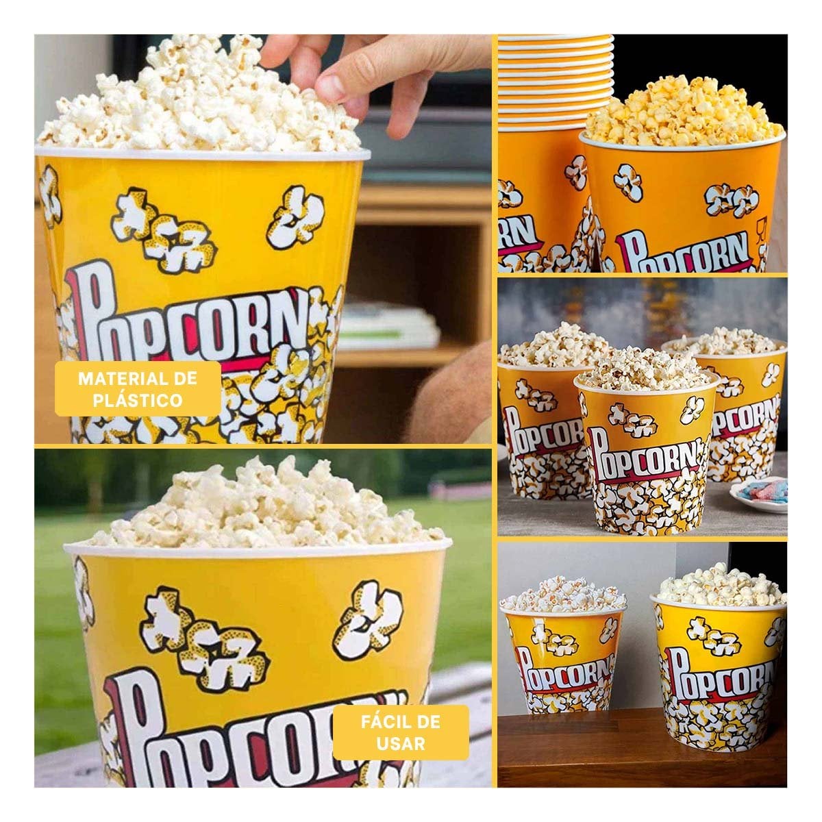 CUBETA VASO POPCORN AMARILLO 21X20CM PARA EL ORDEN EN SU VIVIENDA LINDA - 2